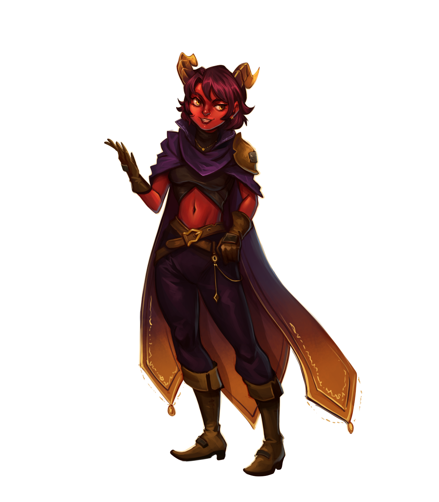 Gemma, a young tiefling apprentice — as depicted by Clara Fang